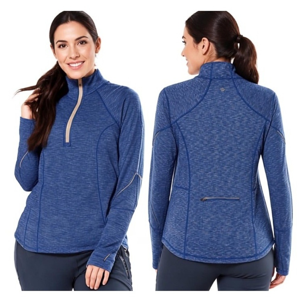 Tangerine Women's 1/4-Zip Pullover Athletic Long Sleeve Shirt Royal Size Large